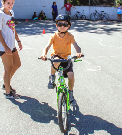 A child with autism in our bike day camp.